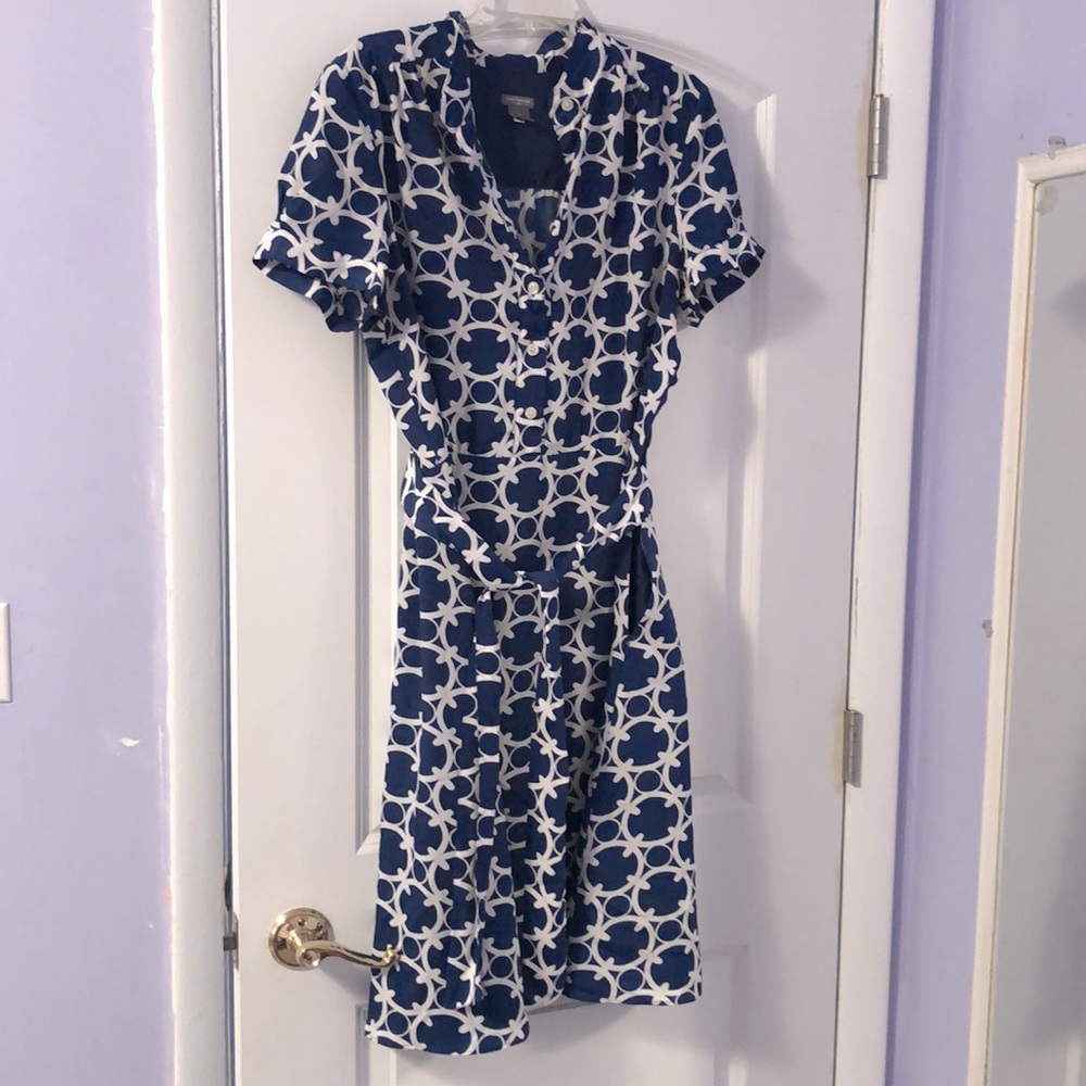 Ann Taylor 16 blue and white dress